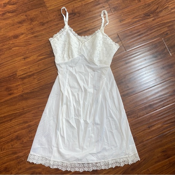 Vintage Other - VINTAGE Artist Model Nylon Slip Dress White Cream